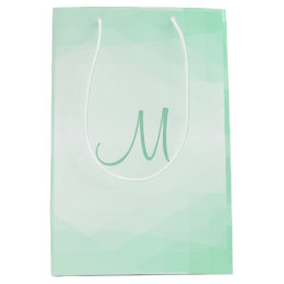 Trendy Elegant Mint Green Color Monogram Modern Medium Gift Bag