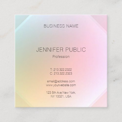 Trendy Elegant Modern Colorful Design Template Square Business Card