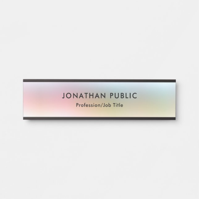 Trendy Elegant Modern Colorful Template Door Sign (Front)