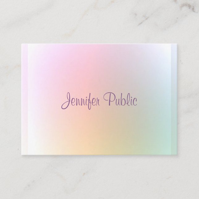 Trendy Elegant Modern Colorful Template Script Business Card (Front)