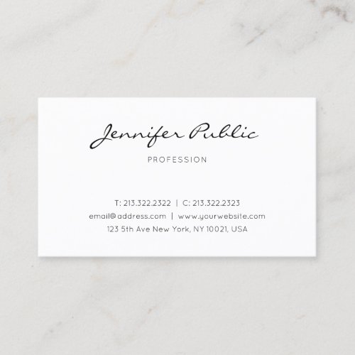 Trendy Elegant Modern Design Clean Plain Pretty Business Card