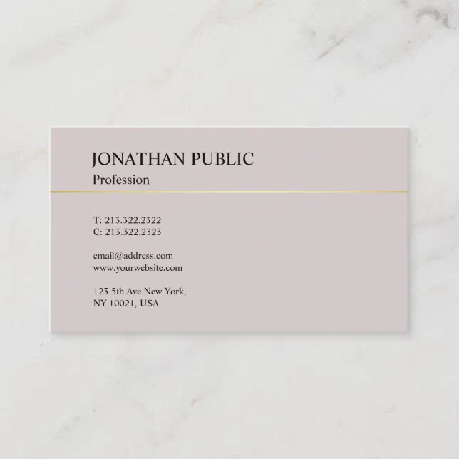 Trendy Elegant Modern Design Minimalistic Plain Business Card | Zazzle