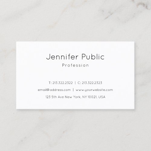 Trendy Elegant Modern Design Sleek Plain Beautiful Business Card