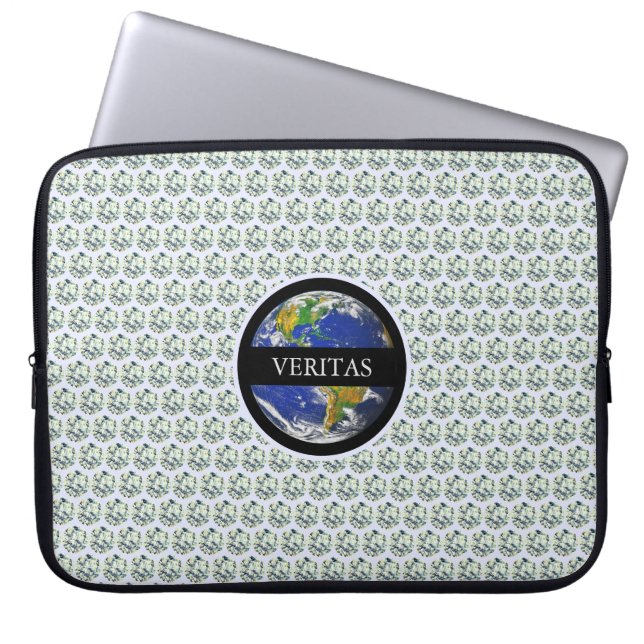 Trendy elegant modern diamonds & earth globe laptop sleeve (Front)