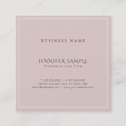 Trendy Elegant Modern Glamorous Plain Luxury Square Business Card