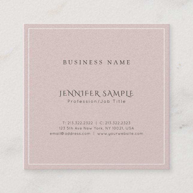 Trendy Elegant Modern Glamorous Plain Luxury Square Business Card (Front)