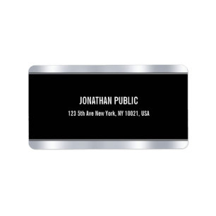 Trendy Elegant Modern Glamour Black And Silver Label