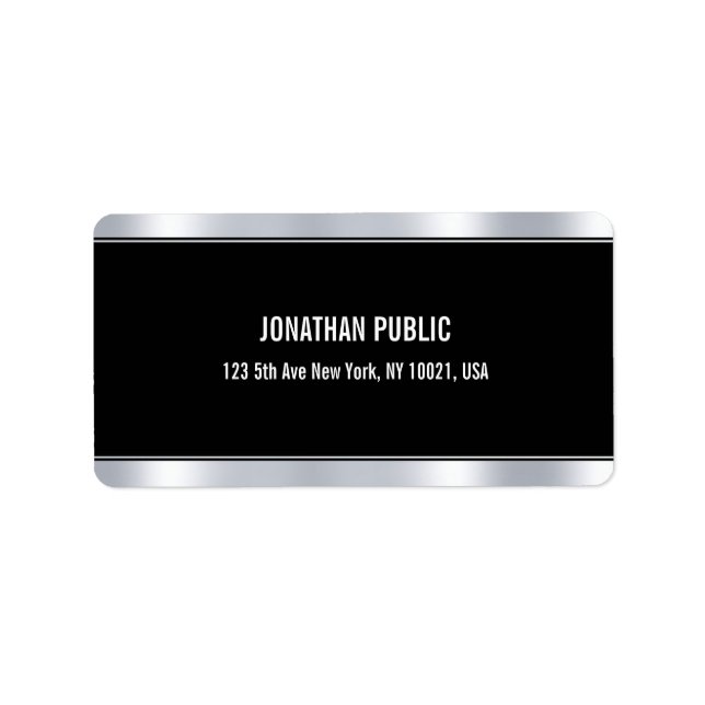 Trendy Elegant Modern Glamour Black And Silver Label (Front)