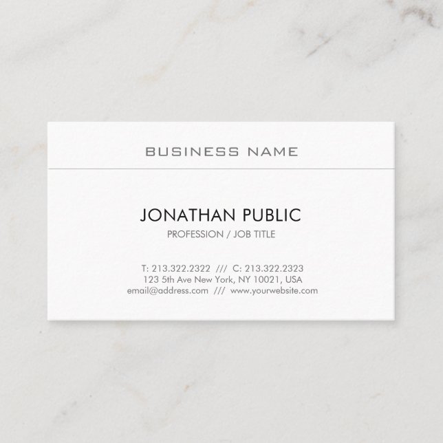 Trendy Elegant Modern Minimalist Design Business Card (Front)