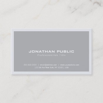 Trendy Elegant Modern Minimalist Grey Plain Simple Business Card by art_grande at Zazzle
