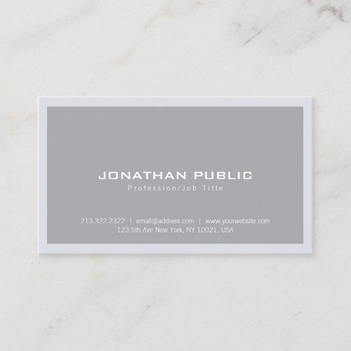 Trendy Elegant Modern Minimalist Grey Plain Simple Business Card