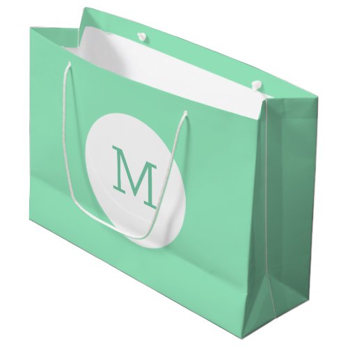 Trendy Elegant Modern Mint Green Color Monogram Large Gift Bag