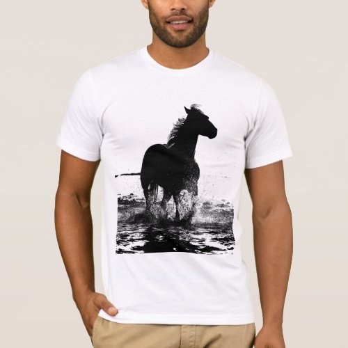 Trendy Elegant Modern Pop Art Running Horse Mens T_Shirt
