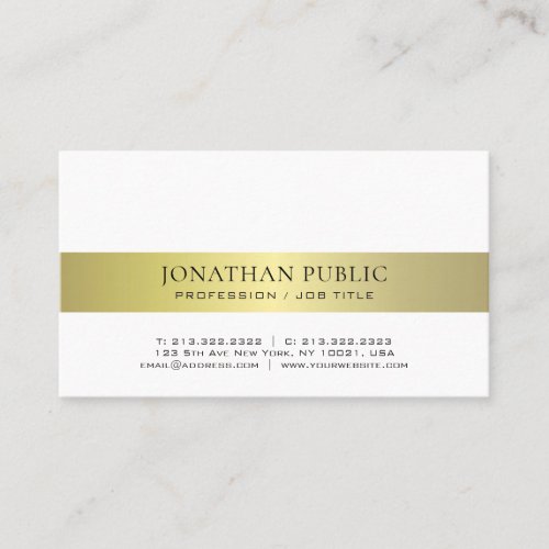 Trendy Elegant Modern Professional Gold Plain Business Card