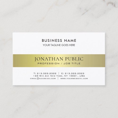 Trendy Elegant Modern Professional Gold Plain Luxe Business Card