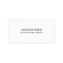 Trendy Elegant Modern Simple White Plain Address Label Trendy Elegant Modern Simple White Plain Address Label