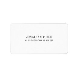Trendy Elegant Modern Simple White Plain Address Label