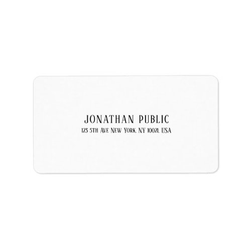 Trendy Elegant Modern Simple White Plain Address Label