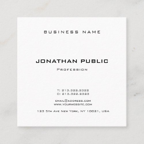 Trendy Elegant Modern Template Professional Luxury Square Business Card