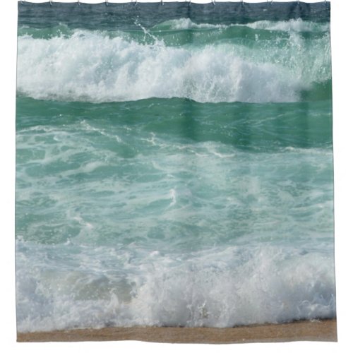 Trendy Elegant Modern Waves And Sand Template Shower Curtain