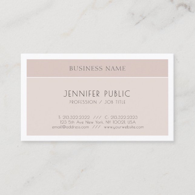 Trendy Elegant Modish Colors Smart Design Plain Business Card (Front)