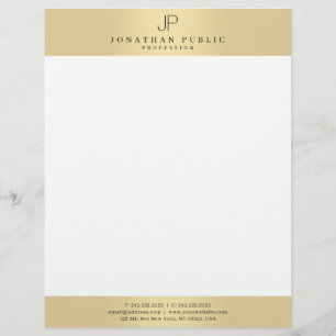Trendy Elegant Monogram Modern Glamour Faux Gold Letterhead