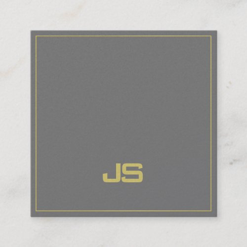 Trendy Elegant Monogram Plain Pearl Finish Luxury Square Business Card