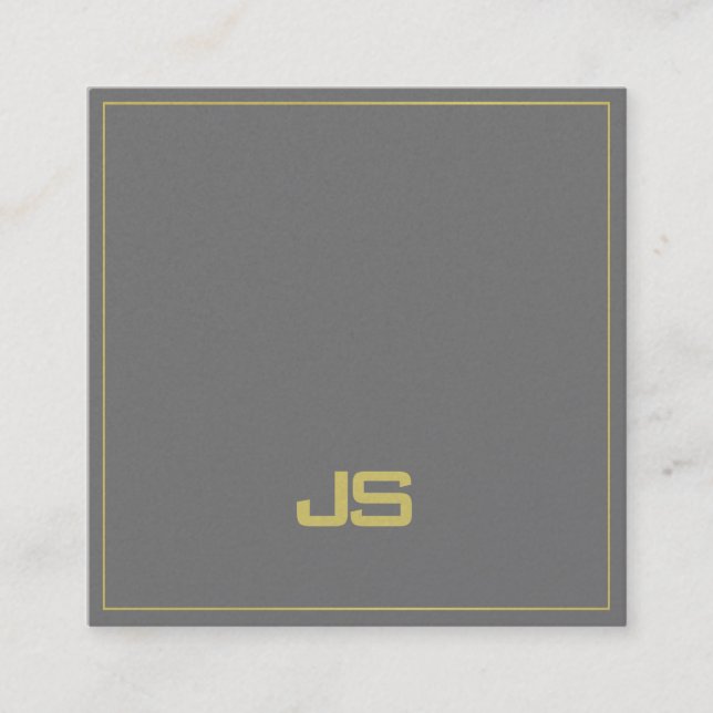 Trendy Elegant Monogram Plain Pearl Finish Luxury Square Business Card (Front)
