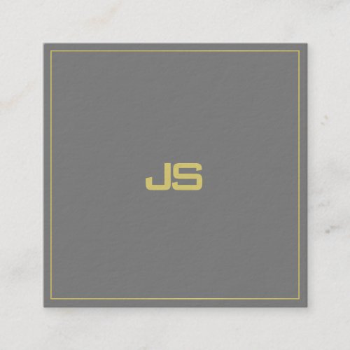 Trendy Elegant Monogram Plain Premium Thick Luxury Square Business Card