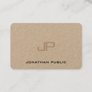 Trendy Elegant Monogram Premium Real Kraft Paper Business Card
