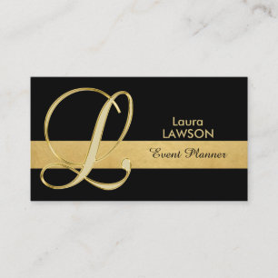 Trendy Elegant Monogrammed Gold Black Initial 'L' Business Card