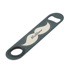 Trendy Elegant Mustache Personalised Bar Key