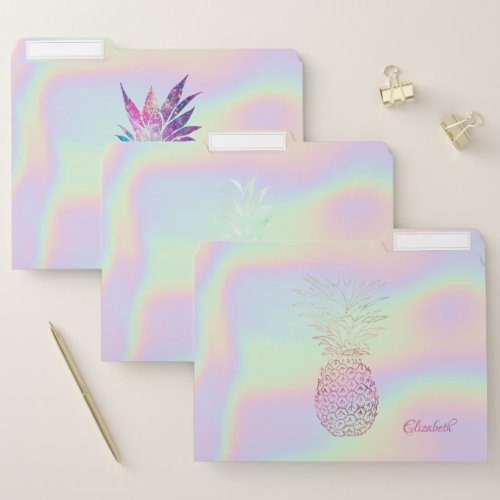 Trendy Elegant Pineapple Holographic File Folder