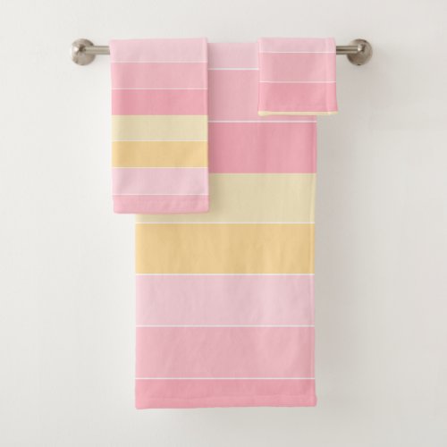 Trendy Elegant Pink And Yellow Template Modern Bath Towel Set