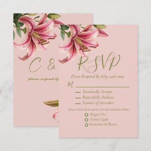 Trendy Elegant Pink Floral Wedding RSVP Card