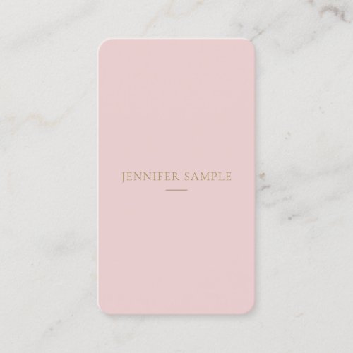 Trendy Elegant Pink Gold Text Simple Template Chic Business Card