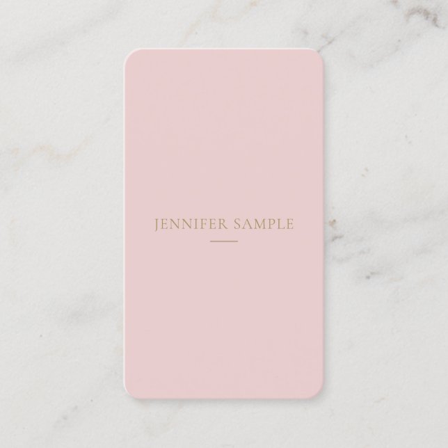 Trendy Elegant Pink Gold Text Simple Template Chic Business Card (Front)