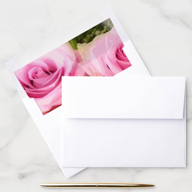 Trendy Elegant Pink Roses Pretty Template Floral Envelope Liner (Desk)