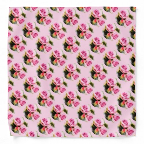 Trendy Elegant Pink Roses Template Nature Flowers Bandana