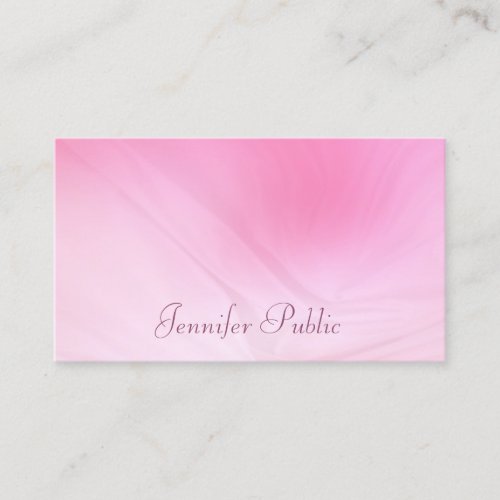 Trendy Elegant Pink Template Handwritten Script Business Card