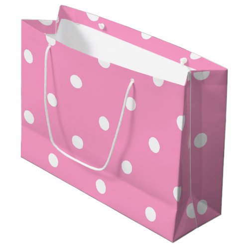 Trendy Elegant Pink White Polka Dots Template Large Gift Bag