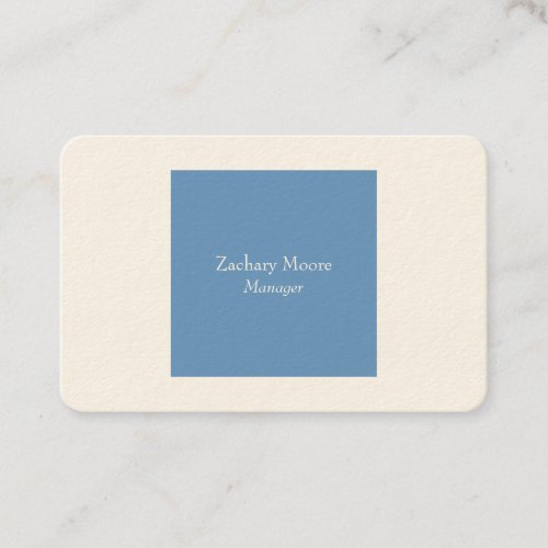 Trendy elegant plain simple minimalist blue white business card