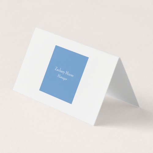 Trendy elegant plain simple minimalist blue white business card