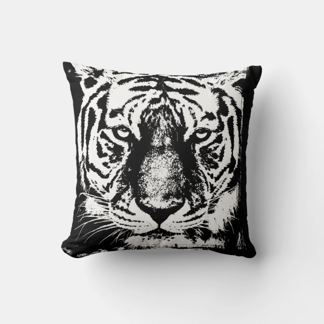 Trendy Elegant Pop Art Tiger Head Modern Template Throw Pillow (Front)