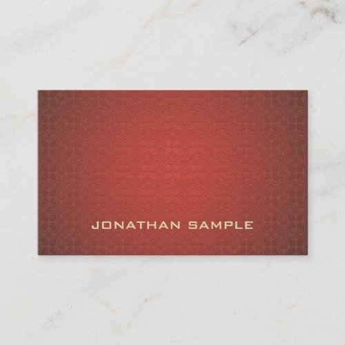 Trendy Elegant Red Damask Artistic Design Luxury Business Card