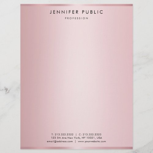 Trendy Elegant Rose Gold Modern Simple Template Letterhead
