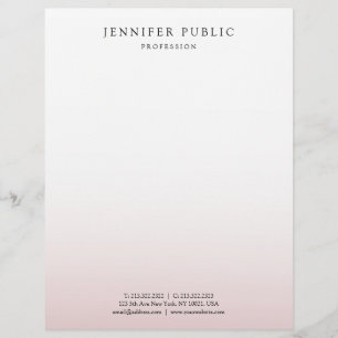 Trendy Elegant Rose Gold White Modern Template Letterhead