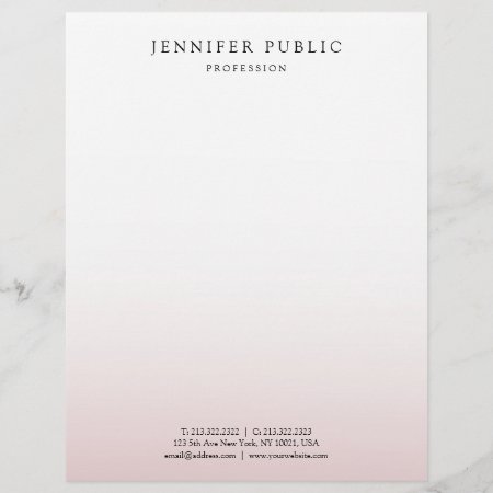 Trendy Elegant Rose Gold White Modern Template Letterhead