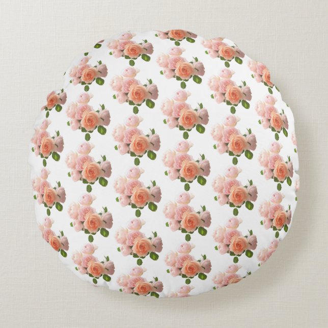 Trendy Elegant Roses Modern Design Template Round Pillow (Front)