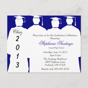 Trendy Elegant Royal Blue Graduation Annoucement Invitation